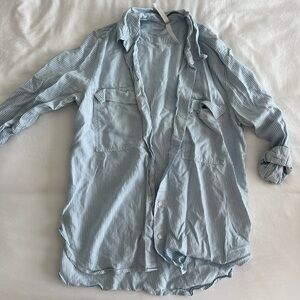 Babaton blue striped button up, size medium